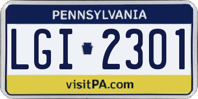 PA license plate LGI2301