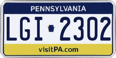 PA license plate LGI2302