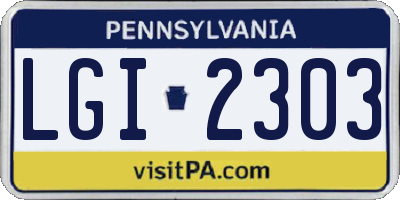 PA license plate LGI2303