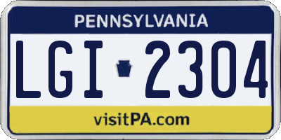 PA license plate LGI2304