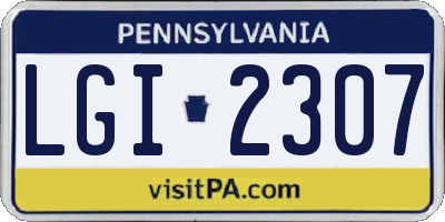 PA license plate LGI2307