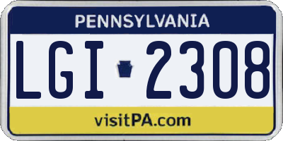 PA license plate LGI2308