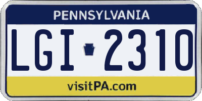 PA license plate LGI2310