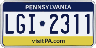 PA license plate LGI2311