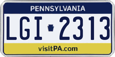 PA license plate LGI2313