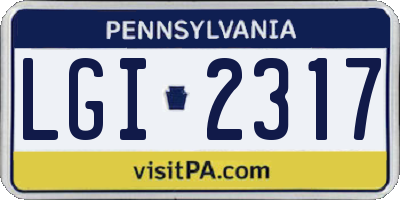 PA license plate LGI2317