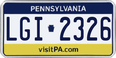 PA license plate LGI2326