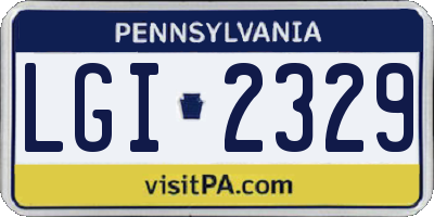 PA license plate LGI2329