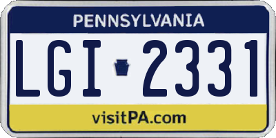 PA license plate LGI2331