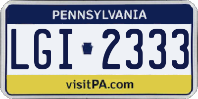 PA license plate LGI2333