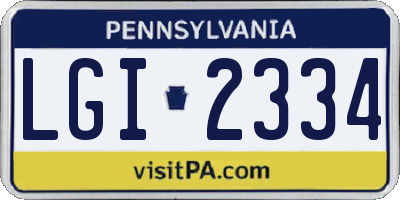 PA license plate LGI2334