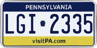 PA license plate LGI2335