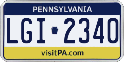 PA license plate LGI2340