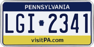PA license plate LGI2341