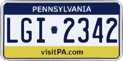 PA license plate LGI2342