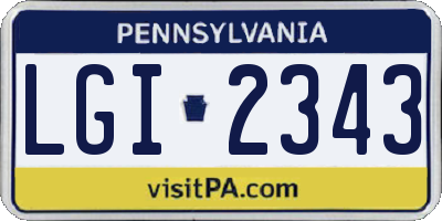 PA license plate LGI2343