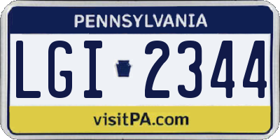 PA license plate LGI2344
