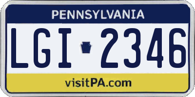 PA license plate LGI2346