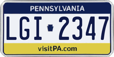 PA license plate LGI2347