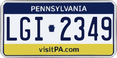 PA license plate LGI2349