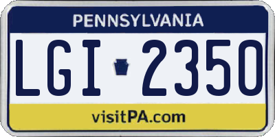 PA license plate LGI2350