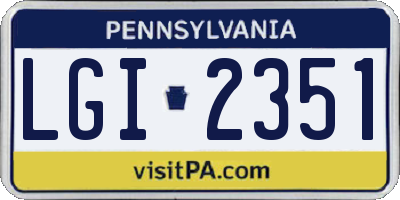 PA license plate LGI2351