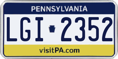 PA license plate LGI2352