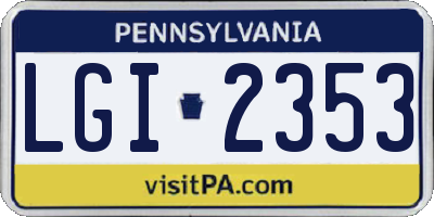 PA license plate LGI2353