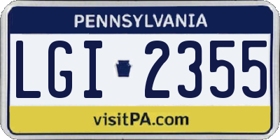 PA license plate LGI2355