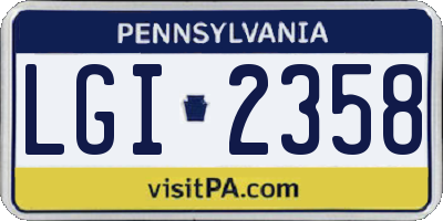 PA license plate LGI2358