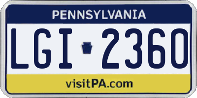 PA license plate LGI2360