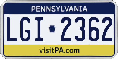 PA license plate LGI2362