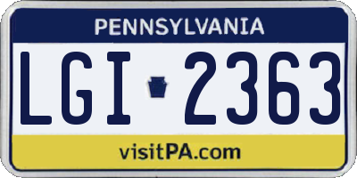 PA license plate LGI2363