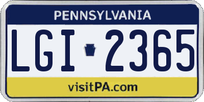 PA license plate LGI2365