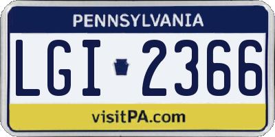 PA license plate LGI2366
