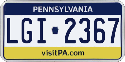PA license plate LGI2367