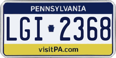 PA license plate LGI2368