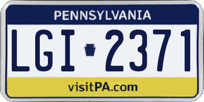PA license plate LGI2371