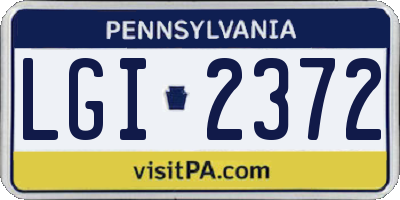 PA license plate LGI2372