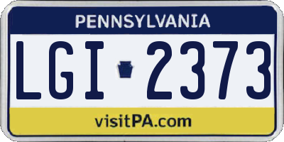 PA license plate LGI2373
