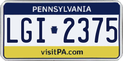 PA license plate LGI2375
