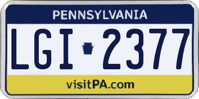 PA license plate LGI2377