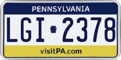 PA license plate LGI2378