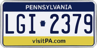 PA license plate LGI2379