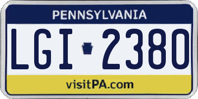 PA license plate LGI2380