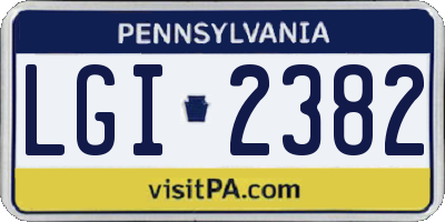 PA license plate LGI2382