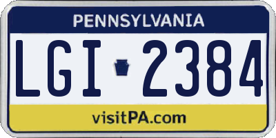 PA license plate LGI2384