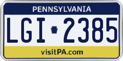 PA license plate LGI2385
