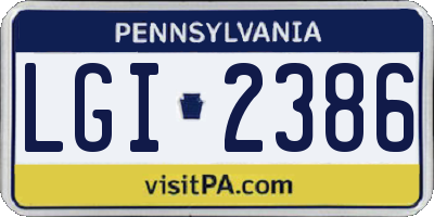 PA license plate LGI2386