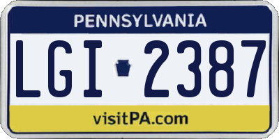 PA license plate LGI2387